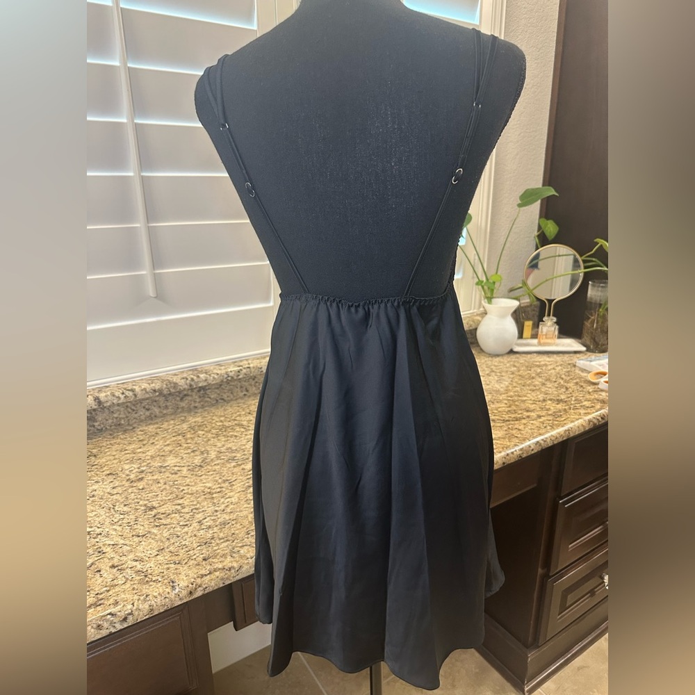 NWOT | Black Lace Satin Slip Nightgown by Cinema Etoile | Medium - Picture 2 of 6